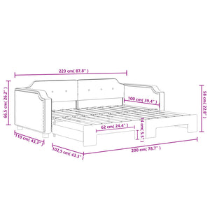 vidaXL Day Bed Extendable Black 100x200 cm Fabric