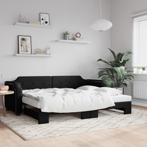vidaXL Day Bed Extendable Black 100x200 cm Fabric