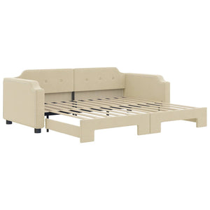 vidaXL Extendable Day Bed Cream 100x200 cm Fabric