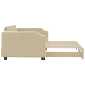 vidaXL Extendable Day Bed Cream 100x200 cm Fabric