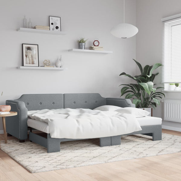 vidaXL Day Bed Extendable Light Grey 90x190 cm Fabric