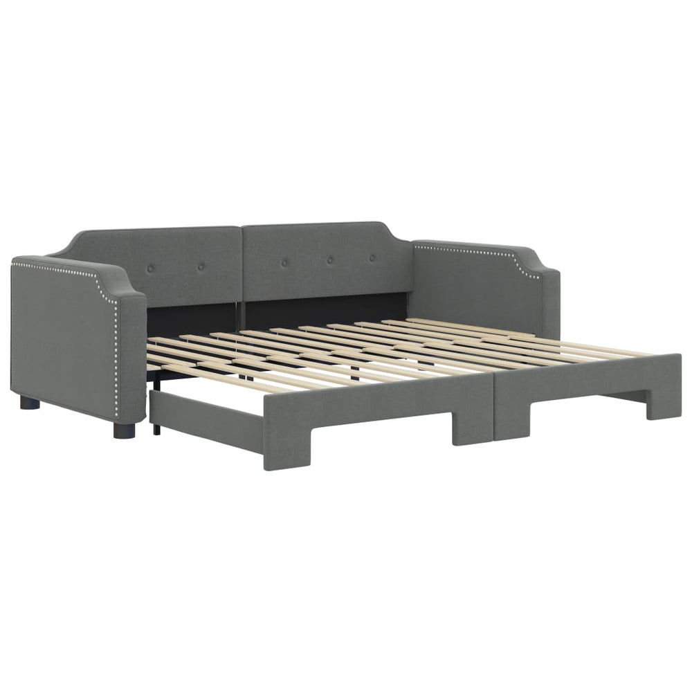 vidaXL Extendable Day Bed Dark Grey 90x190 cm Fabric