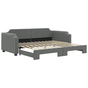 vidaXL Extendable Day Bed Dark Grey 90x190 cm Fabric
