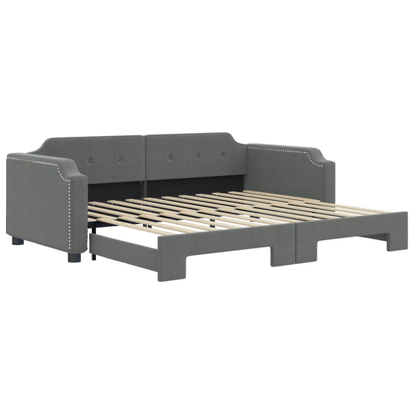 vidaXL Extendable Day Bed Dark Grey 90x190 cm Fabric