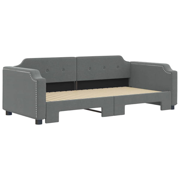 vidaXL Extendable Day Bed Dark Grey 90x190 cm Fabric