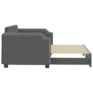 vidaXL Extendable Day Bed Dark Grey 90x190 cm Fabric