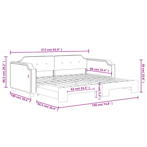 vidaXL Extendable Day Bed Black 90x190 cm Fabric