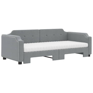 vidaXL Extendable Day Bed with Mattress Light Grey 80x200 cm Fabric