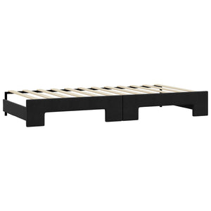 vidaXL Extendable Day Bed with Mattresses Black 80x200 cm Fabric