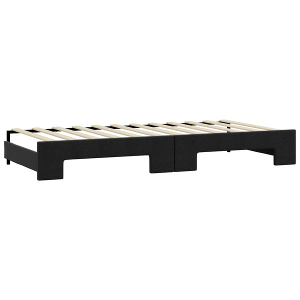 vidaXL Extendable Day Bed with Mattresses Black 80x200 cm Fabric