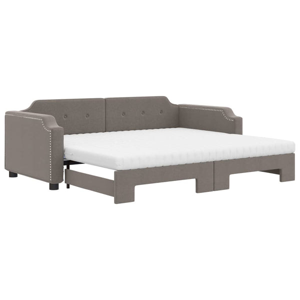 vidaXL Extendable Day Bed with Mattresses Taupe 80x200 cm Fabric