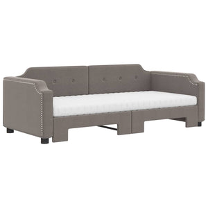 vidaXL Extendable Day Bed with Mattresses Taupe 80x200 cm Fabric