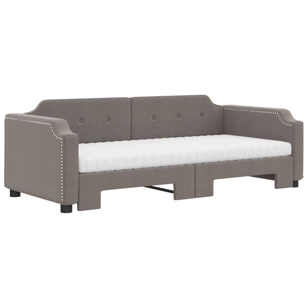 vidaXL Extendable Day Bed with Mattresses Taupe 80x200 cm Fabric