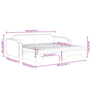 vidaXL Extendable Day Bed with Mattresses Taupe 80x200 cm Fabric