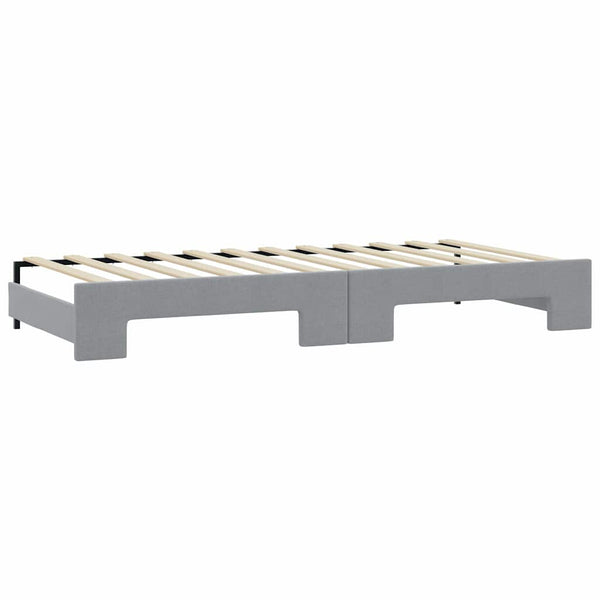 vidaXL Extendable Day Bed with Mattress Light Grey 90x200 cm Fabric