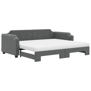 vidaXL Extendable Day Bed with Mattresses Dark Grey 90x200 cm Fabric