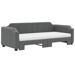 vidaXL Extendable Day Bed with Mattresses Dark Grey 90x200 cm Fabric