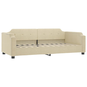 vidaXL Extendable Day Bed with Mattresses Cream 90x200 cm Fabric