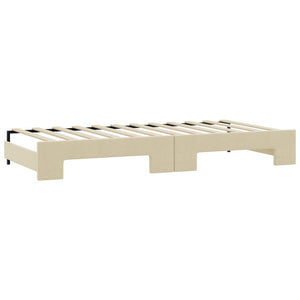 vidaXL Extendable Day Bed with Mattresses Cream 90x200 cm Fabric