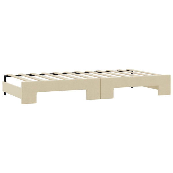vidaXL Extendable Day Bed with Mattresses Cream 90x200 cm Fabric