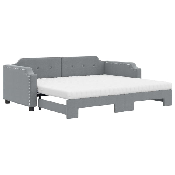 vidaXL Extendable Daybed with Mattress Light Grey 100x200 cm Fabric