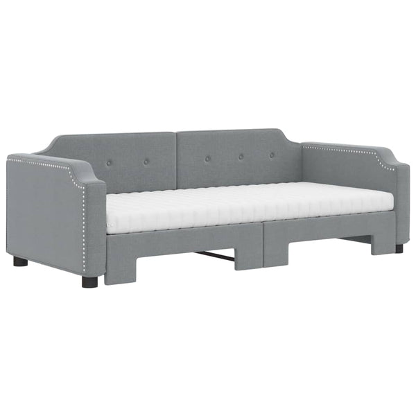 vidaXL Extendable Daybed with Mattress Light Grey 100x200 cm Fabric