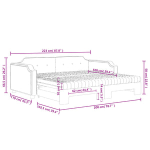 vidaXL Extendable Day Bed with Mattresses Cream 100x200 cm Fabric