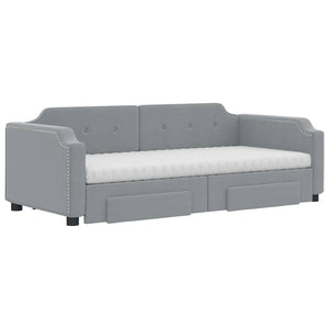 vidaXL Extendable Day Bed with Drawers Light Grey 80x200 cm Fabric