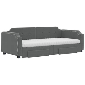 vidaXL Extendable Daybed with Drawers Dark Grey 90x200 cm Fabric