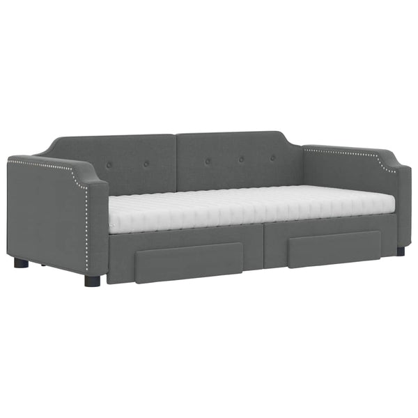 vidaXL Extendable Daybed with Drawers Dark Grey 90x200 cm Fabric