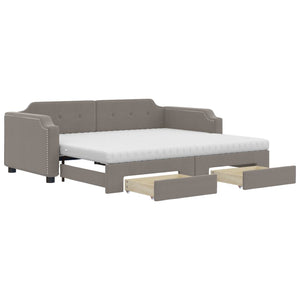 vidaXL Extendable Day Bed with Drawers Taupe 90x200 cm Fabric