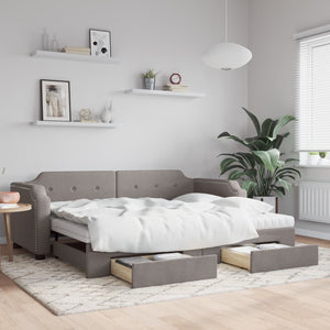 vidaXL Extendable Day Bed with Drawers Taupe 90x200 cm Fabric