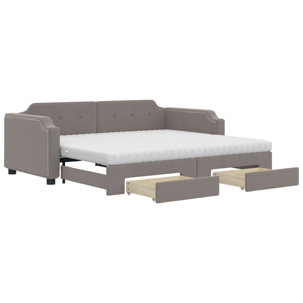 vidaXL Extendable Daybed with Drawers Taupe 100x200 cm Fabric