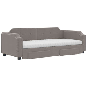 vidaXL Extendable Daybed with Drawers Taupe 100x200 cm Fabric