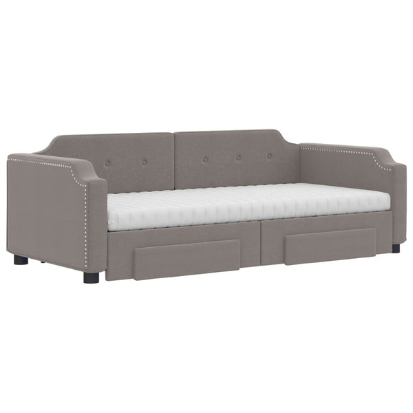 vidaXL Extendable Daybed with Drawers Taupe 100x200 cm Fabric