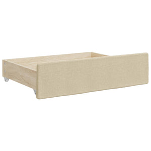 vidaXL Day Bed Pull-Out with Drawers Cream 100x200 cm Fabric