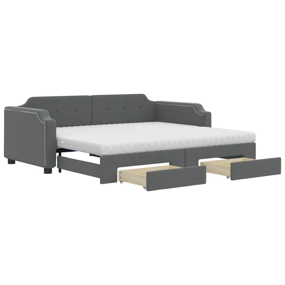 vidaXL Day Bed with Drawers Dark Grey 90x190 cm Fabric