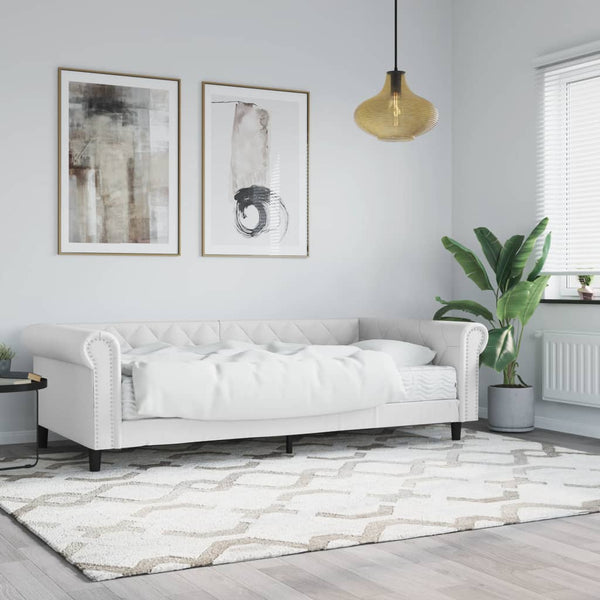 vidaXL Day Bed with Mattress White 90x200 cm Artificial Leather