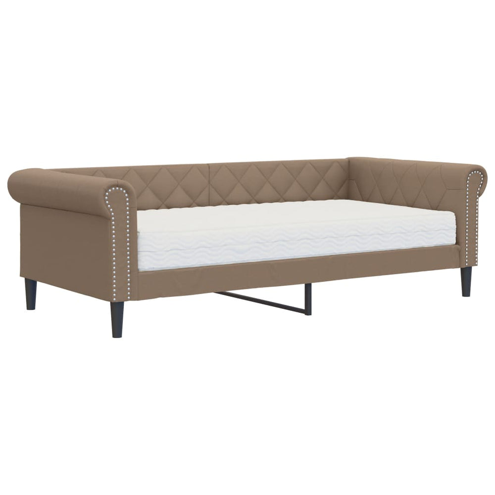 vidaXL Day Bed with Mattress Cappuccino 90x200 cm Faux Leather