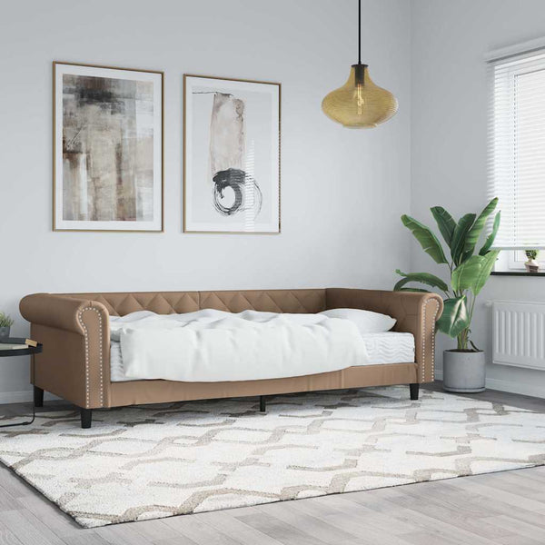 vidaXL Day Bed with Mattress Cappuccino 90x200 cm Faux Leather