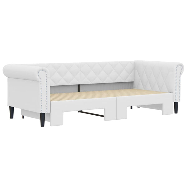 vidaXL Extendable Day Bed White 90x200 cm Faux Leather