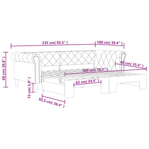 vidaXL Extendable Day Bed White 90x200 cm Faux Leather