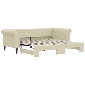 vidaXL Extendable Day Bed Cream 90x200 cm Faux Leather