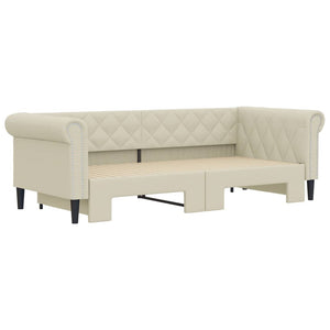 vidaXL Extendable Day Bed Cream 90x200 cm Faux Leather