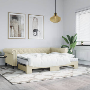 vidaXL Extendable Day Bed Cream 90x200 cm Faux Leather