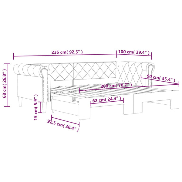 vidaXL Day Bed Pull-Out Cappuccino 90x200 cm Faux Leather