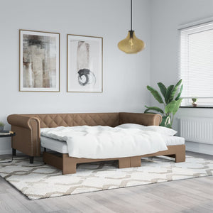 vidaXL Day Bed Pull-Out Cappuccino 90x200 cm Faux Leather