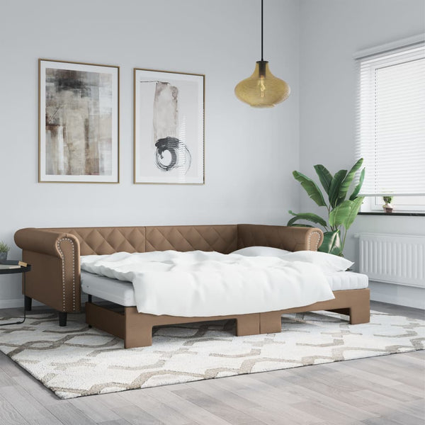vidaXL Day Bed Pull-Out Cappuccino 90x200 cm Faux Leather