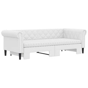 vidaXL Extendable Day Bed with Mattresses White 90x200 cm Faux Leather