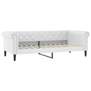 vidaXL Extendable Day Bed with Mattresses White 90x200 cm Faux Leather
